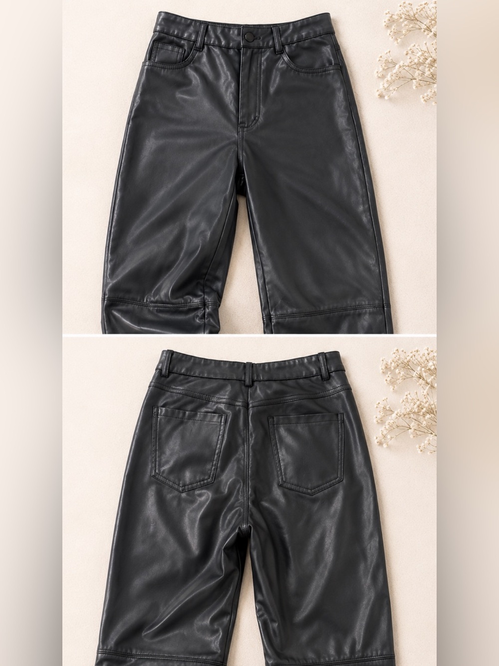 SHEIN Black Faux Leather Boot Cut Pants